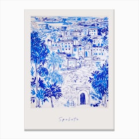 Spoleto Italy Blue Drawing Poster Canvas Print