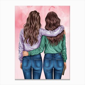 Two Friends Hugging Canvas Print