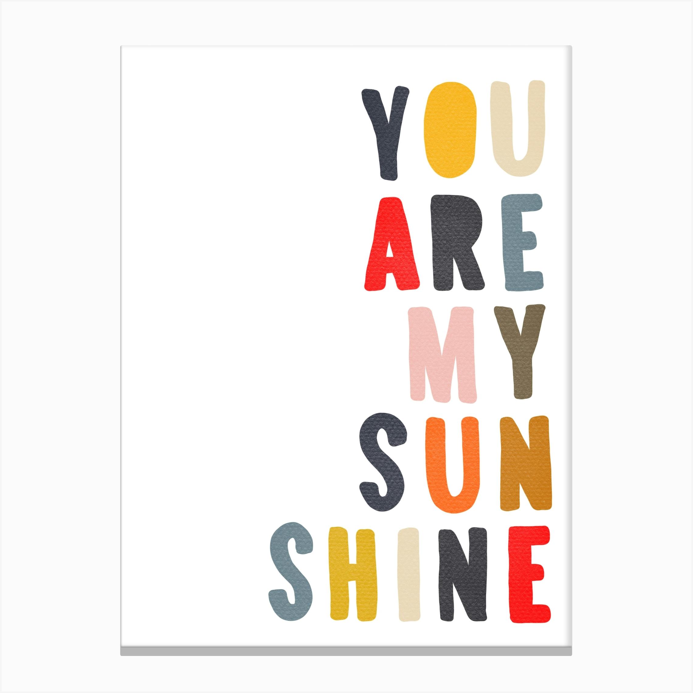 Wall Art Poster You Are My Sunshine Gold Hand Art//Canvas Print Home Decor