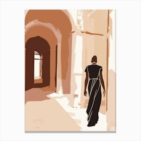 Woman Walking Through An Archway Canvas Print