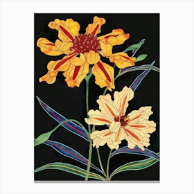 Neon Flowers On Black Marigold 1 Canvas Print