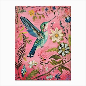 Floral Animal Painting Hummingbird 1 Canvas Print