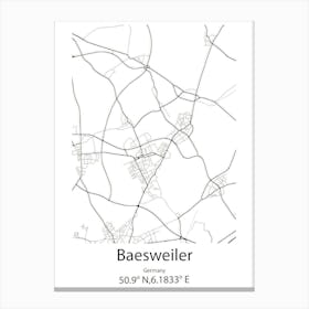 Baesweiler,Germany Minimalist Map Canvas Print