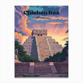 Chichen Itza Mesoamerican Travel Art Canvas Print