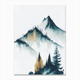 Mountain And Forest In Minimalist Watercolor Vertical Composition 190 Canvas Print