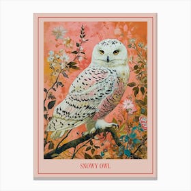 Floral Animal Painting Snowy Owl 2 Poster Canvas Print