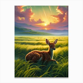 Deer In The Grass Canvas Print