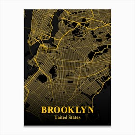 Brooklyn Gold City Map 1 Canvas Print