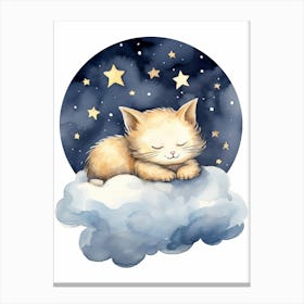 Baby Kitten 3 Sleeping In The Clouds Canvas Print