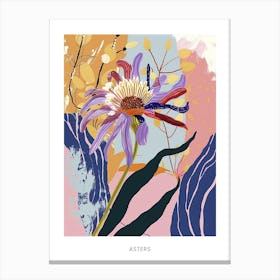 Colourful Flower Illustration Poster Asters 5 Canvas Print