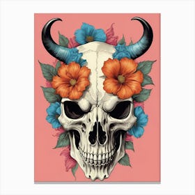 Floral Bison Skull (23) Canvas Print