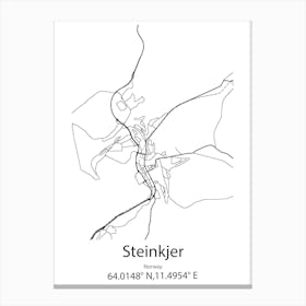 Steinkjer,Norway Minimalist Map Canvas Print