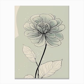 Dahlia Line Art Flowers Illustration Neutral 17 Canvas Print