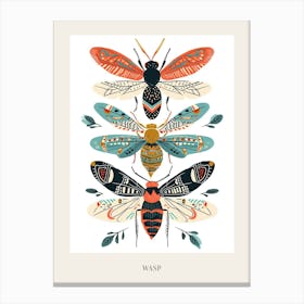 Colourful Insect Illustration Wasp 4 Poster Canvas Print
