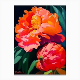 Bartzella Peonies Orange Colourful 1 Painting Canvas Print