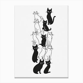 Stack Of Cat Line Drawing 5 Canvas Print