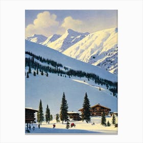 Davos, Switzerland Ski Resort Vintage Landscape 1 Skiing Poster Canvas Print