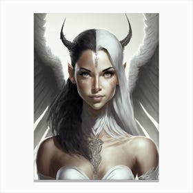 Horned Two-Sided Female Elf Angel Canvas Print