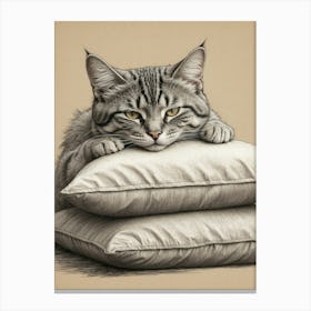 Cat On Pillows Canvas Print