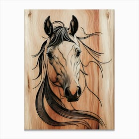 Horse Head Wood Carving, a minimalist horse, 1 Canvas Print