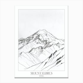 Mount Elbrus Russia Line Drawing 2 Poster Canvas Print