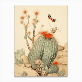 Butterfly With Desert Plants 3 Canvas Print