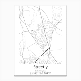 Streetly,United Kingdom Minimalist Map Stampe su tela