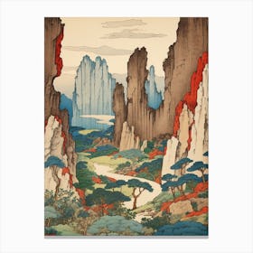 Shosenkyo Gorge, Japan Vintage Travel Art 2 Canvas Print