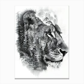 Lion In The Forest 4 Canvas Print