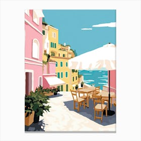 Positano, Italy, Flat Pastels Tones Illustration 3 Canvas Print
