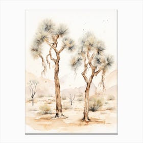  Minimalist Joshua Trees In Mojave Desert Line Art 3 Canvas Print