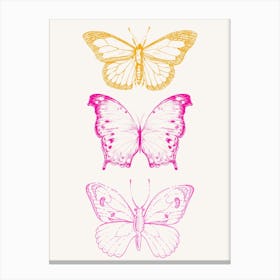 Butterflies In Pink And Yellow Canvas Print