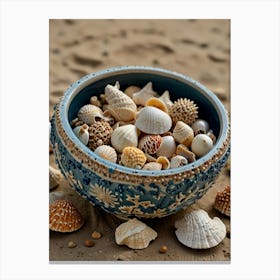 Seashells In A Bowl Canvas Print