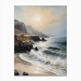 Vintage Coastal Seaside Painting (6) 1 Canvas Print