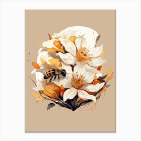 Bee And Flowers Canvas Print