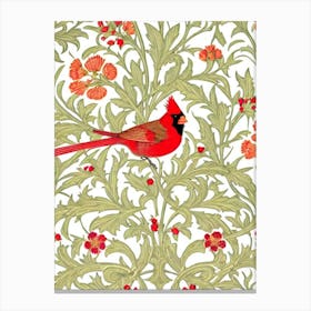 Cardinal 2 William Morris Style Bird Canvas Print