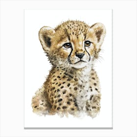 Cheetah Baby Watercolor Painting Portrait Canvas Print