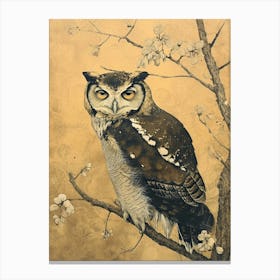African Wood Owl Japanese Painting 2 Canvas Print