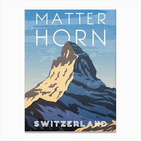 Matter Horn, Switzerland — Retro travel minimalist poster Canvas Print