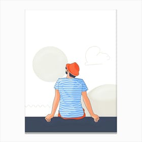 Man Sitting On The Ledge Canvas Print