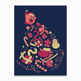 Merry Kirbsmas - Cute Anime Pink Christmas Tree Gift Canvas Print