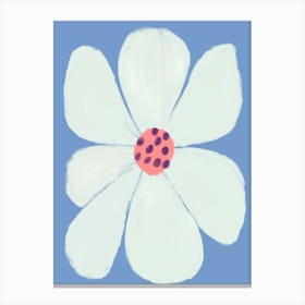 White Flower On Blue Background Canvas Print