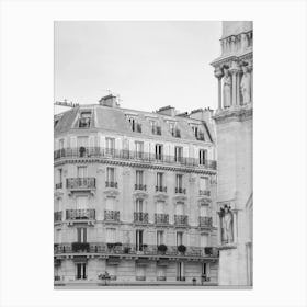 Paris Notre Dame Cafe Black And White Canvas Print