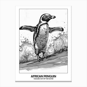 Penguin Hauling Out Of The Water Poster 3 Canvas Print