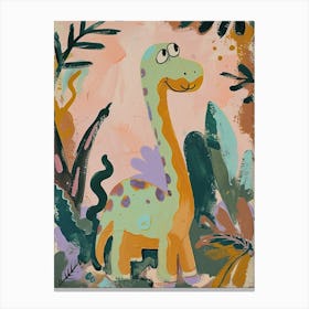 Muted Pastel Dinosaur Brushstroke 1 Canvas Print