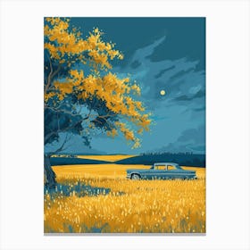 Car In The Field Canvas Print