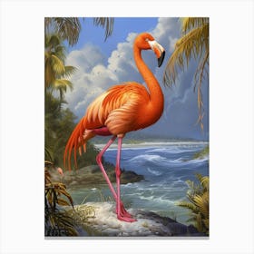 Greater Flamingo South America Chile Tropical Illustration 5 Canvas Print