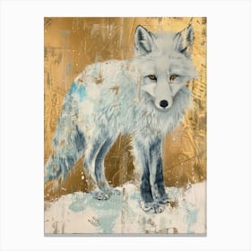 Arctic Fox Gold Effect Collage 3 Canvas Print