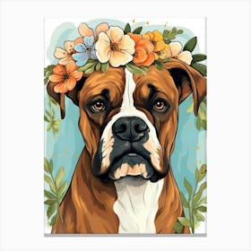 Boxer Portrait With A Flower Crown, Matisse Painting Style 6 Canvas Print