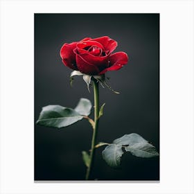 Red Rose On Black Background 72 Canvas Print